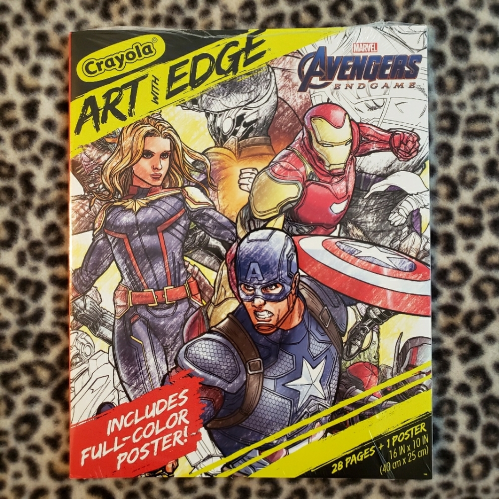 Crayola Art with Edge Marvel Avengers Endgame 28 Coloring Pages + 1 Poster, NIP